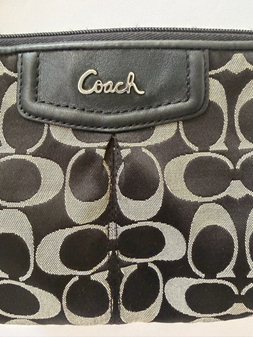 Coach Black & Cream Signature Cosmetic Pouch